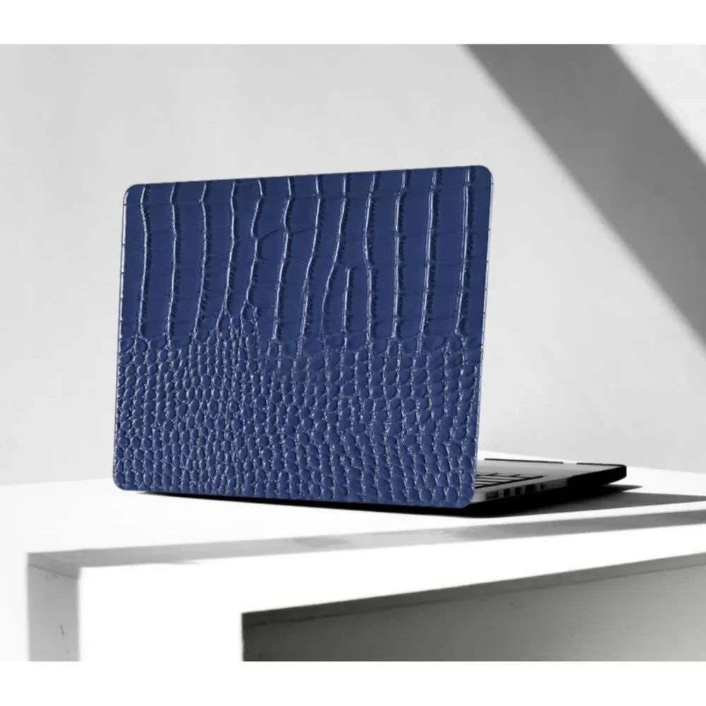 MacBook Pro 13 Inch Case Textured PU Leather Hardshell & Keyboard Cover, Blue